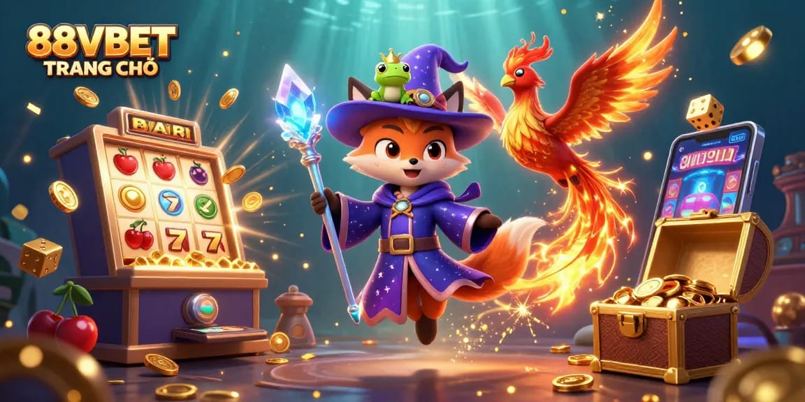 Experience exciting gameplay at 88VBET TRANG CHỦ with captivating casino characters amidst dynamic gambling elements.