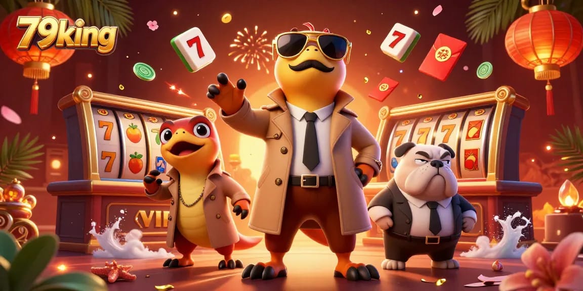 Experience thrilling casino adventures with 79king's animated raptors entering a VIP lounge.