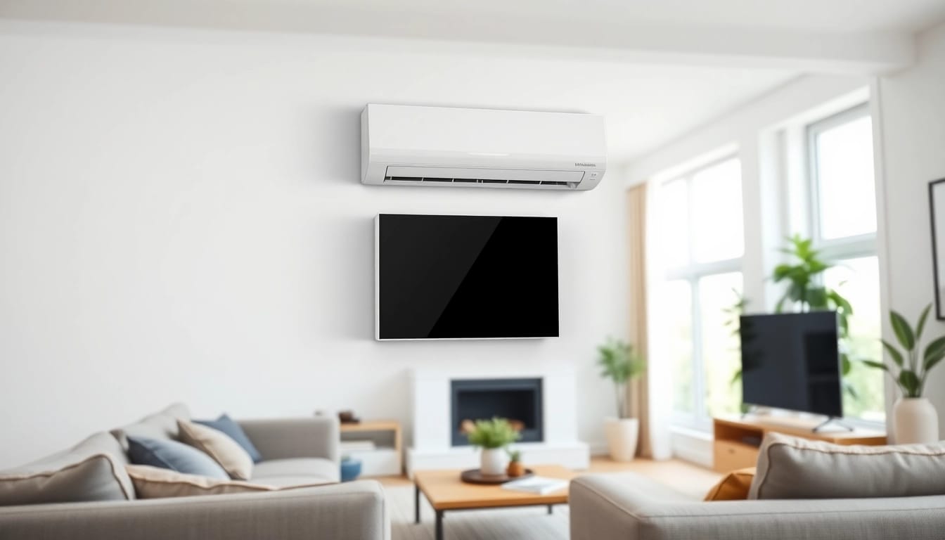 Install a Mitsubishi mini split ac in a stylish living room for efficient cooling.