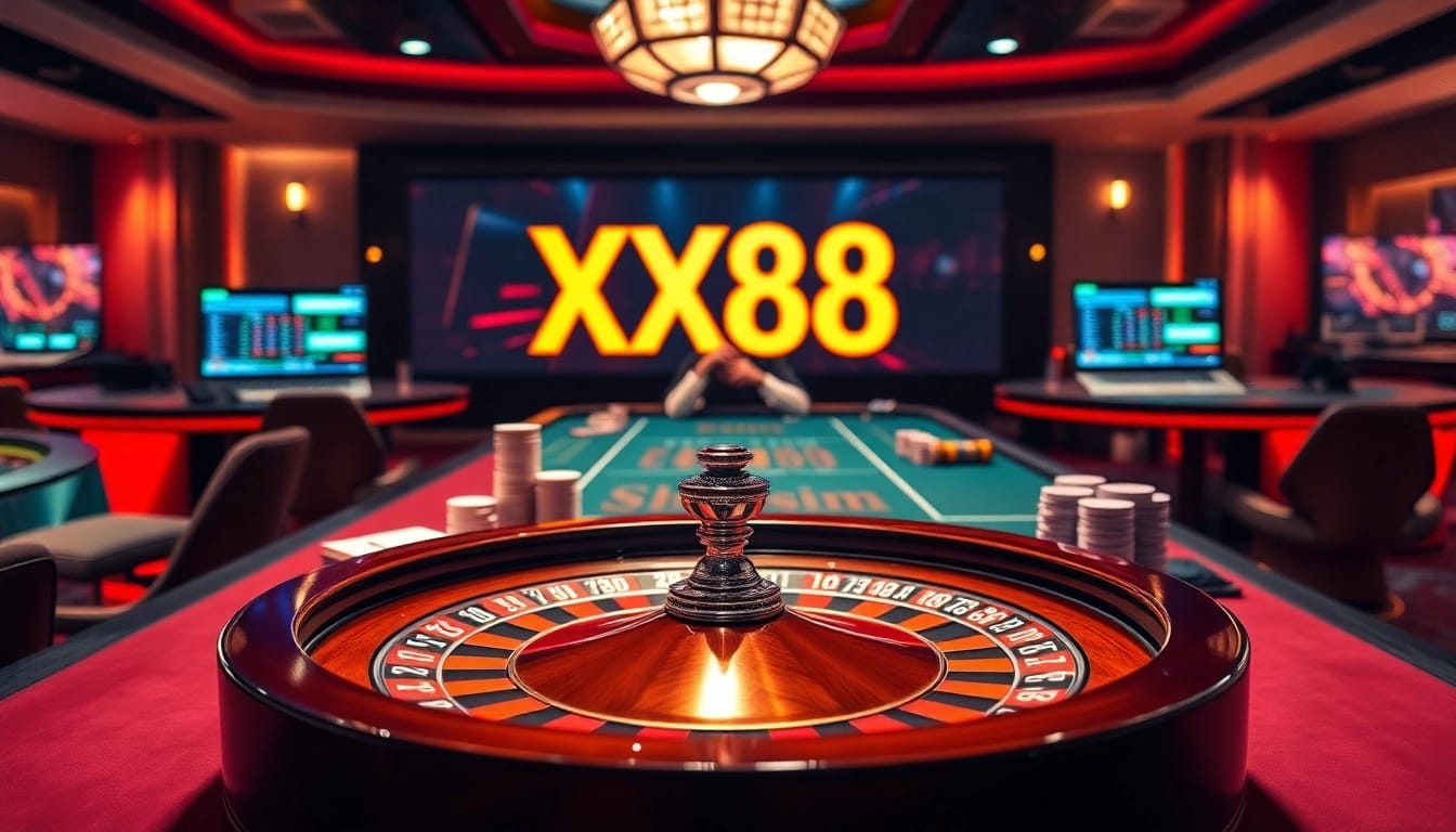 Experience the thrill of betting at XX88 casino with vibrant games and professional dealers.