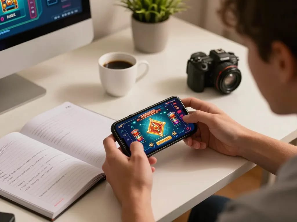 Engage with LINK MAX88 by playing on the mobile app in a cozy home office setting.