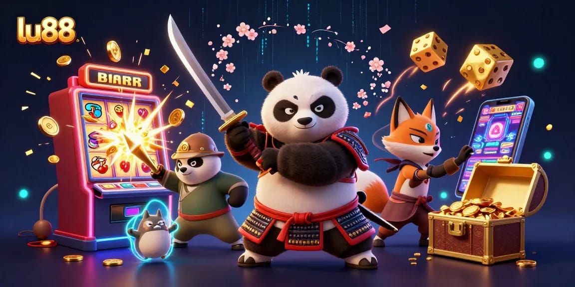 Experience thrilling action with lu88 at a vibrant casino scene featuring animated characters and exciting game elements.