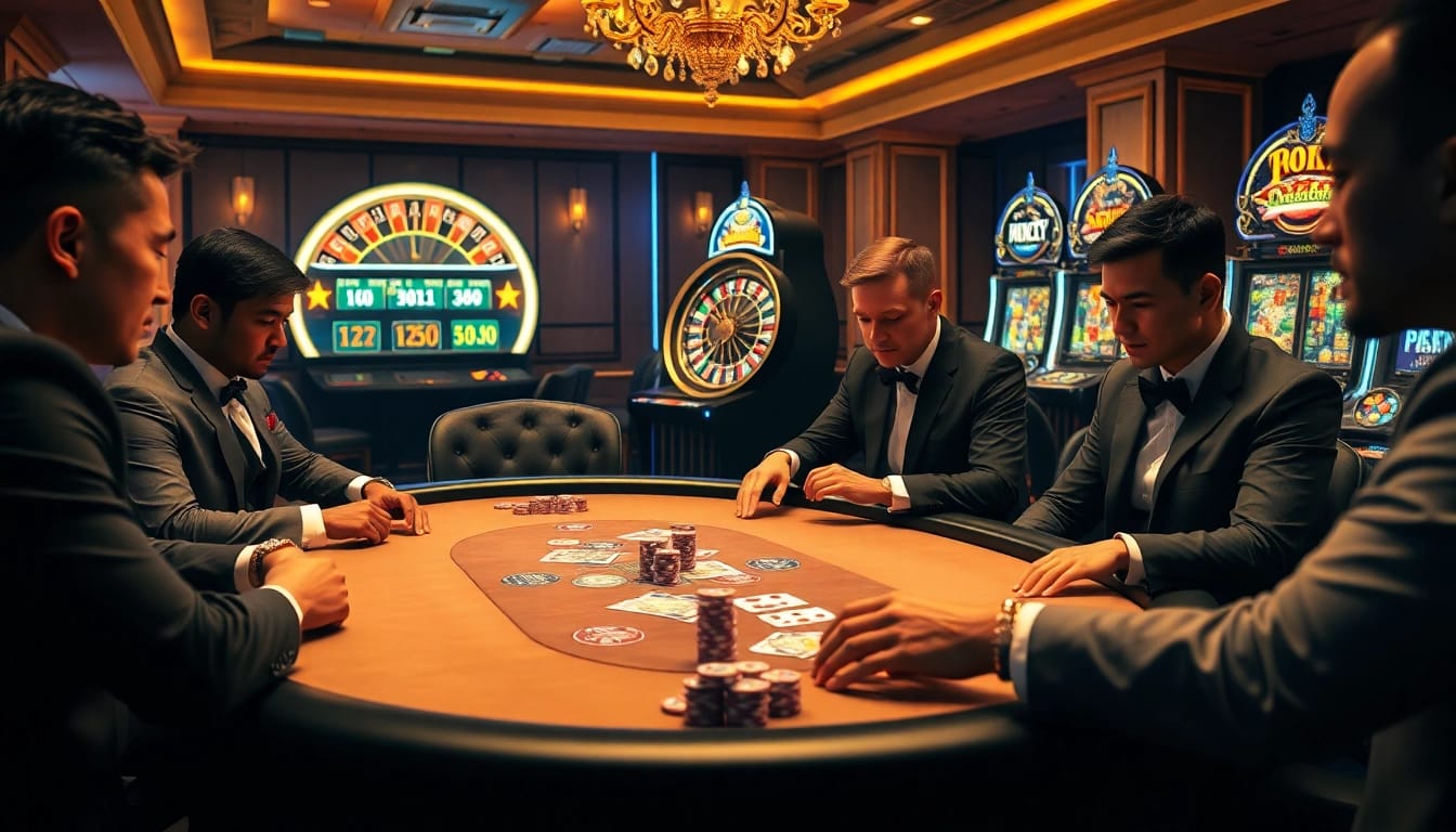 Experience the thrilling neu88 gambling atmosphere with a luxurious poker table scene.