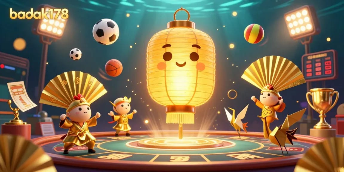 Experience live sports betting excitement with badak178's vibrant 3D casino scene full of dynamic elements.