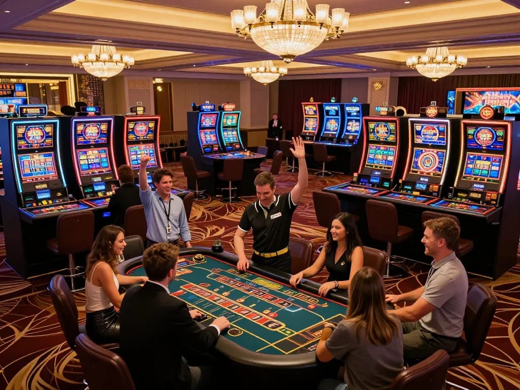 Experience the excitement of gaming tại 56WIN with vibrant slot machines and engaging dealer interactions.