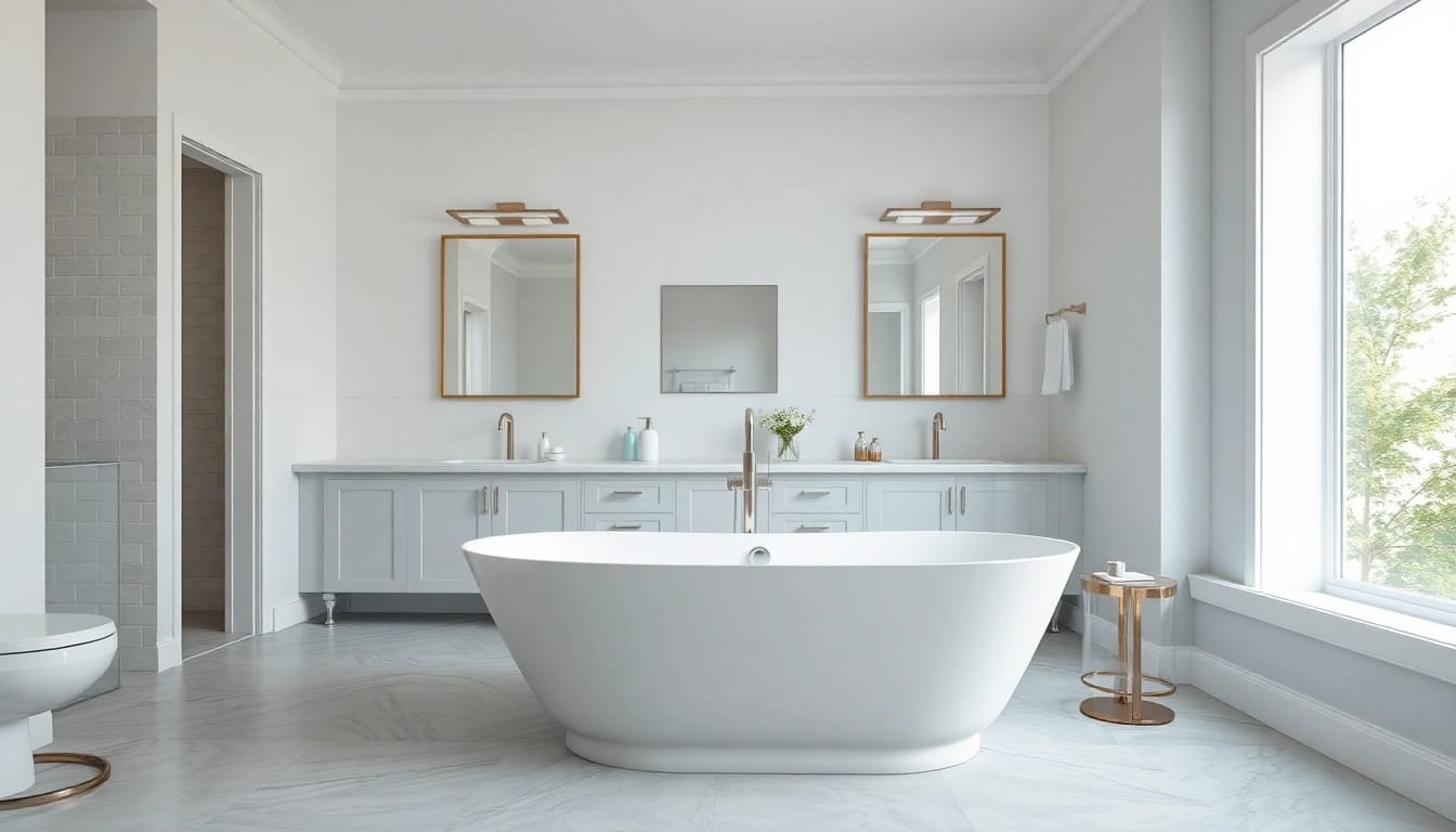 Modern bathroom renovation vancouver scene showcasing a luxurious design with elegant fixtures.