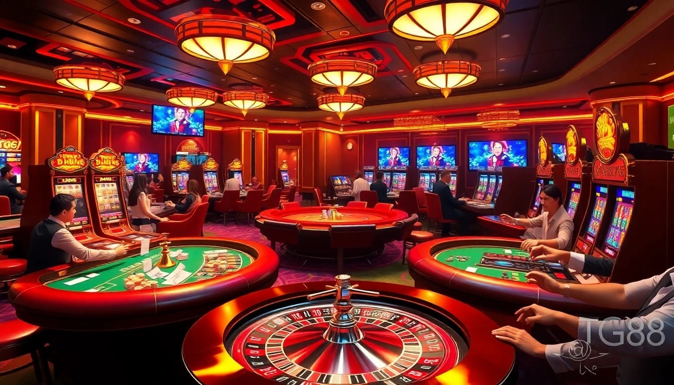 Players enjoying a thrilling TG88 casino experience with exciting tables and games.