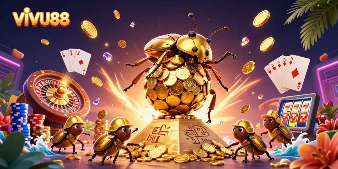 Experience wildlife adventure as VIVU88 rolls in gold coins and casino magic in a vibrant scene.