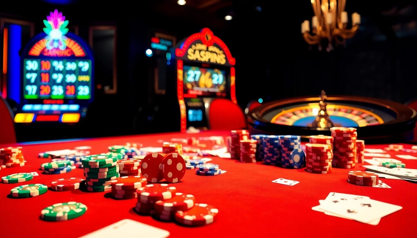 Experience thrilling gameplay at 23win with poker chips and vibrant casino tables.