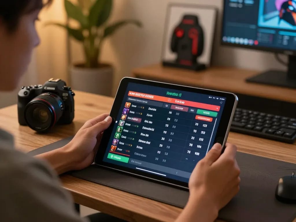 Engaging user placing bets on CM88 sports platform from stylish home office.