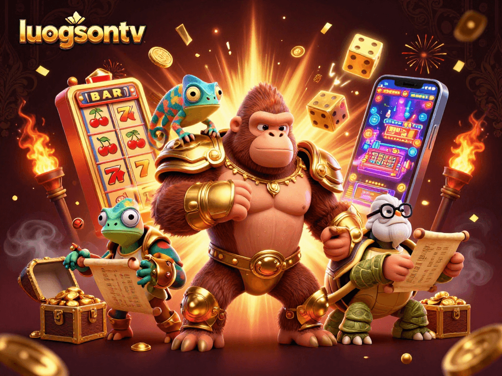 Experience thrilling wins with luongsontv at the dynamic fantasy casino scene featuring a gorilla king.