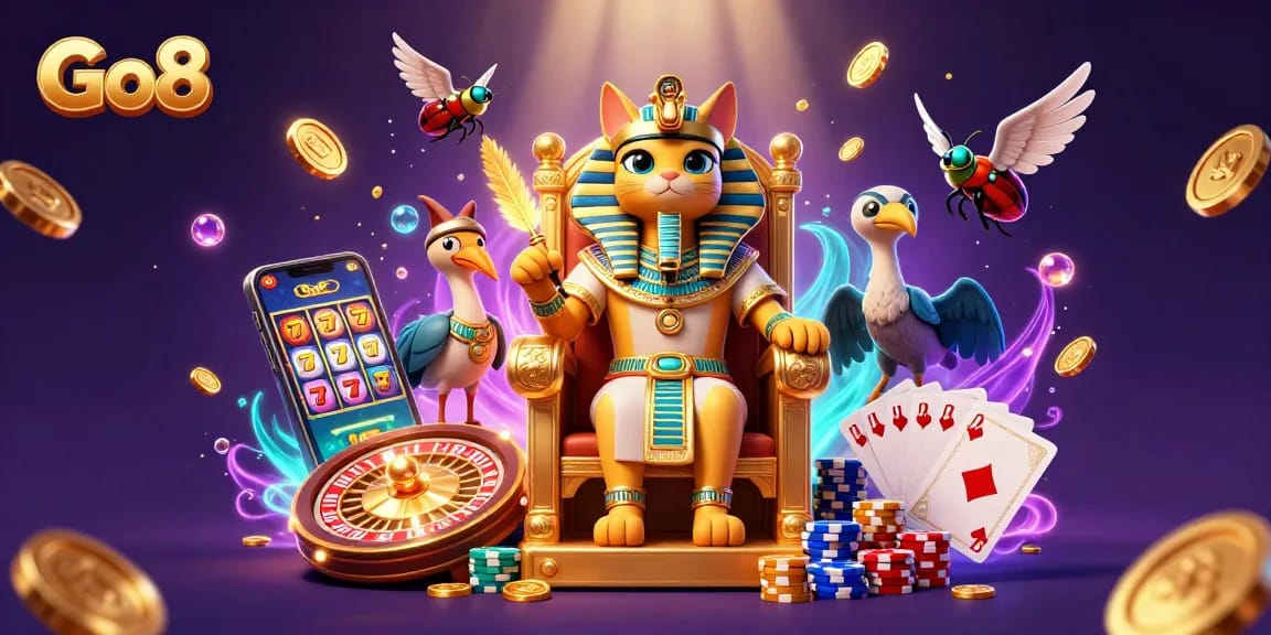 Engage with Go8's dynamic online casino experience featuring vibrant characters and rich elements.