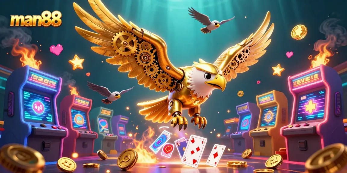 Experience thrilling gameplay at man88 with a dazzling array of holographic playing cards and vivid neon elements.