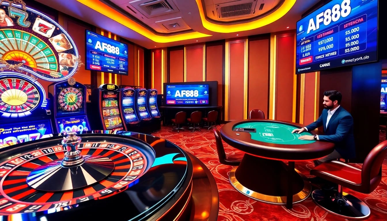 Players engaging with AF88's live dealer games and exciting online casino activities