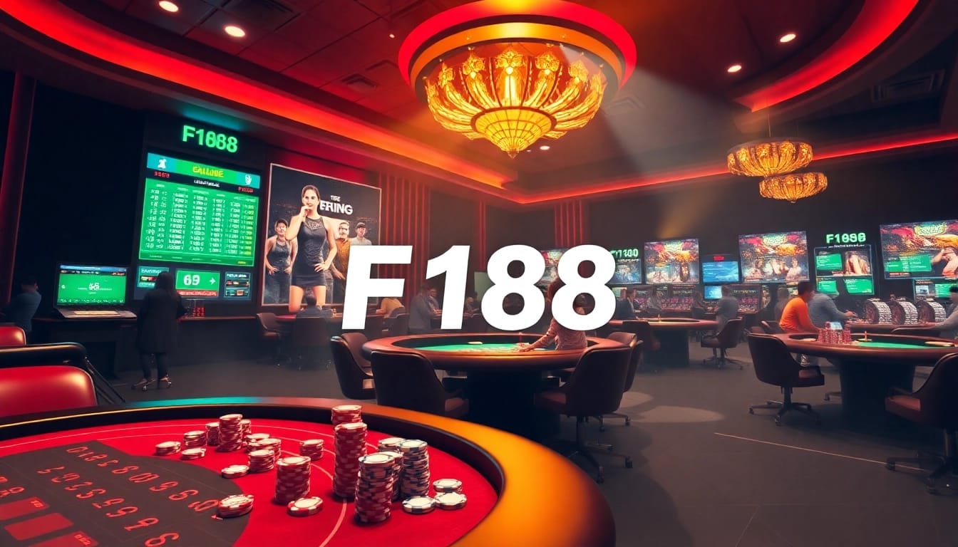 Players enjoying thrilling games at F168 online casino with vibrant tables and live betting.