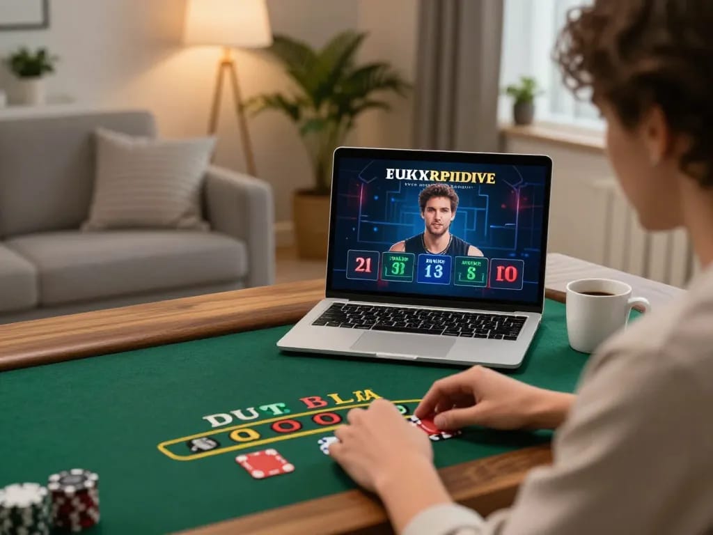 Experience thrilling gameplay with LINK VIN88 while enjoying a cozy home atmosphere in this engaging online casino scene.