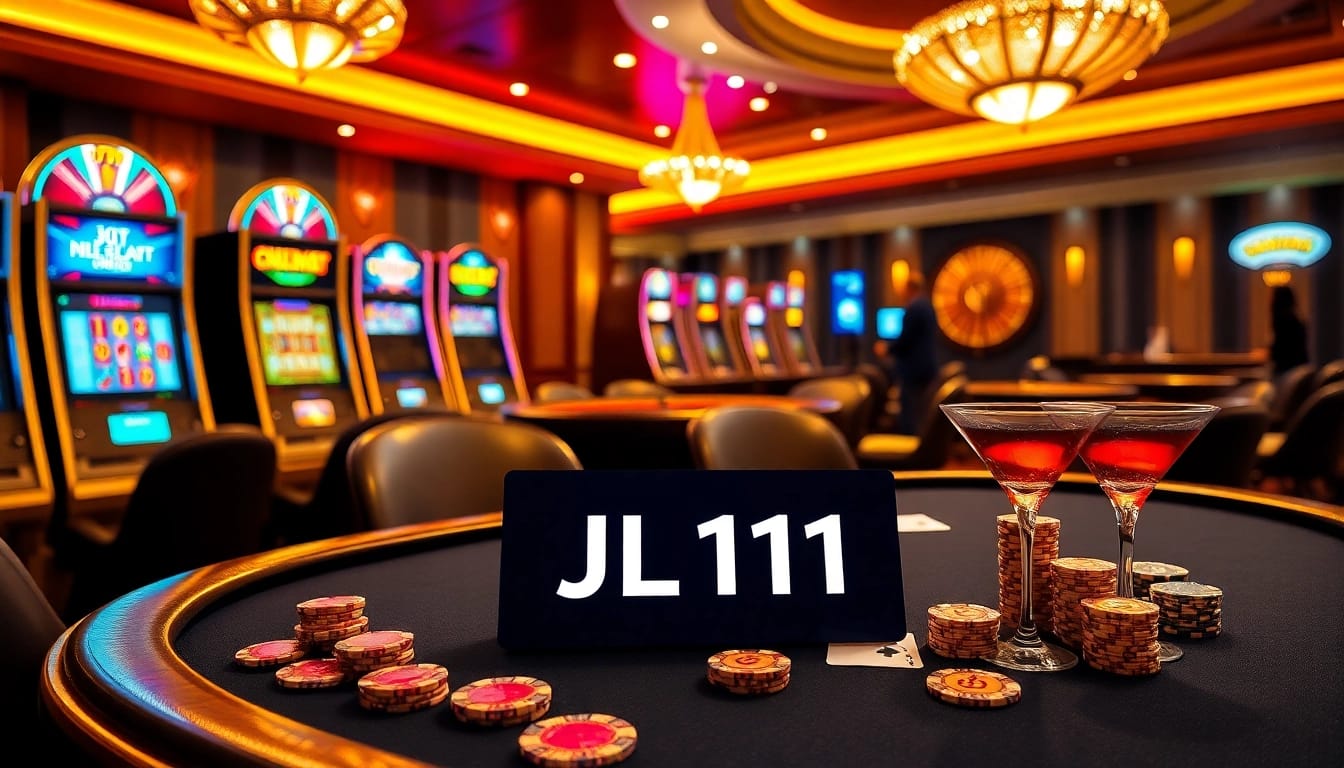 Experience thrilling gameplay with JL111 and luxurious casino elements at an elegant poker table.