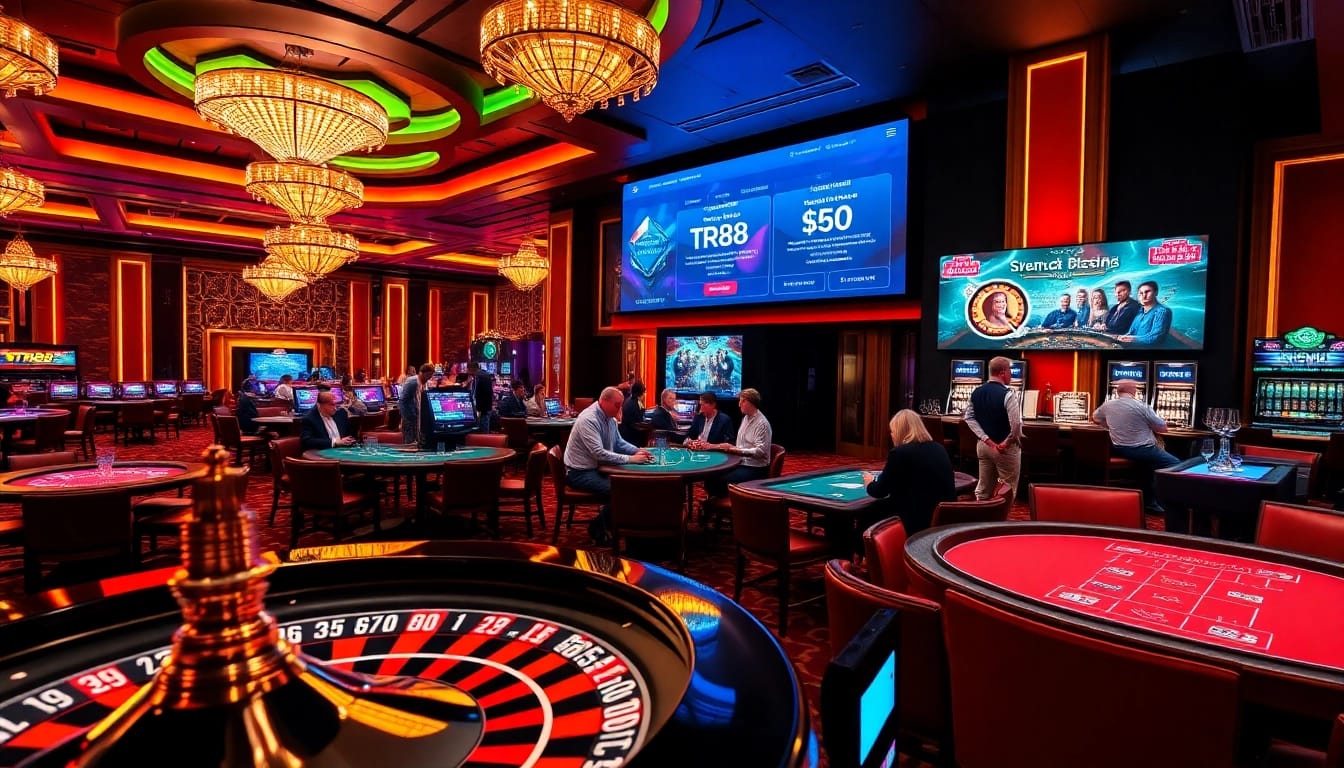 Experience luxury gambling with tr88 showcased in a vibrant casino environment.