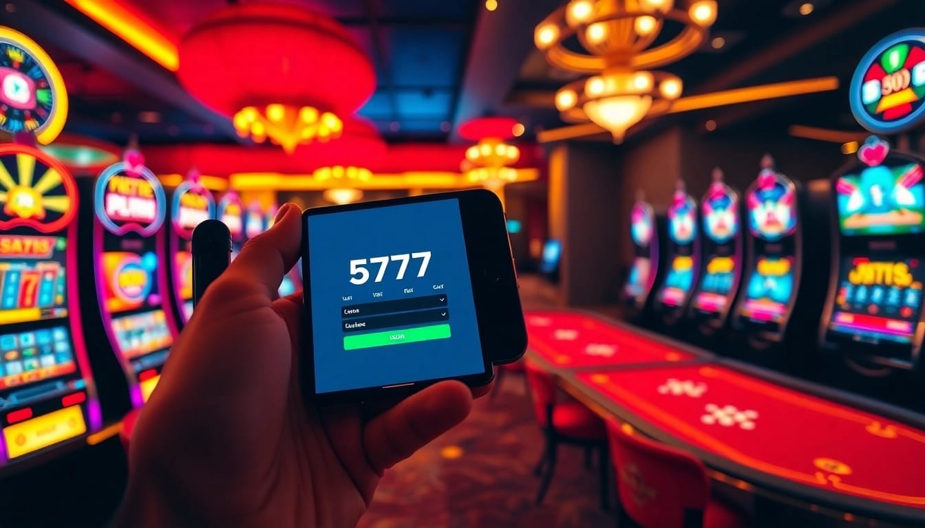 5777 bet app login প্রদর্শন করে ক্যাসিনো ফোন এবং স্লট মেশিন সমন্বয়ে চিত্তাকর্ষক দৃশ্য।