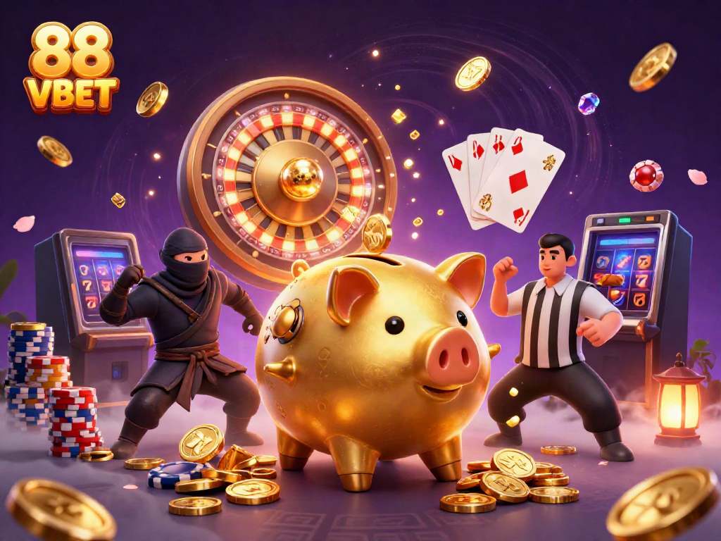 Experience thrilling gambling at 88 VBET with a vibrant and dynamic casino scene featuring iconic characters.