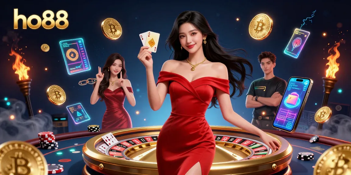 Experience dynamic gameplay at ho88 with a stunning illustration of casino excitement featuring vibrant elements.