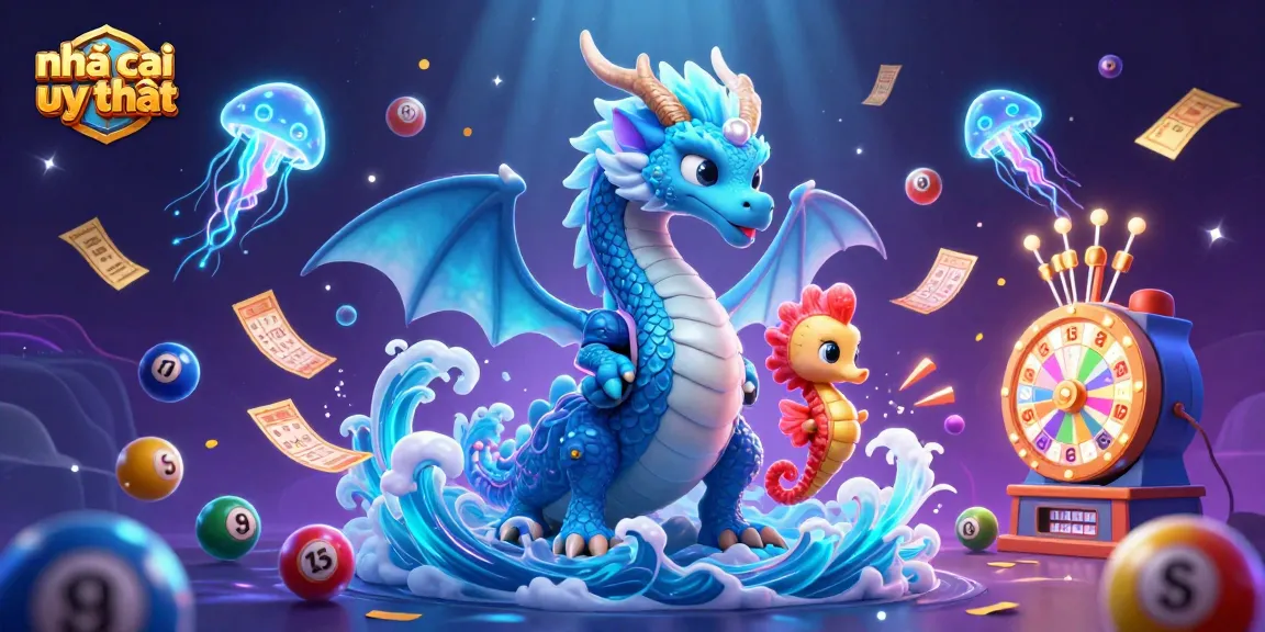 Engage with nhà cái uy tín as glowing jellyfish and dragons surround colorful lottery elements