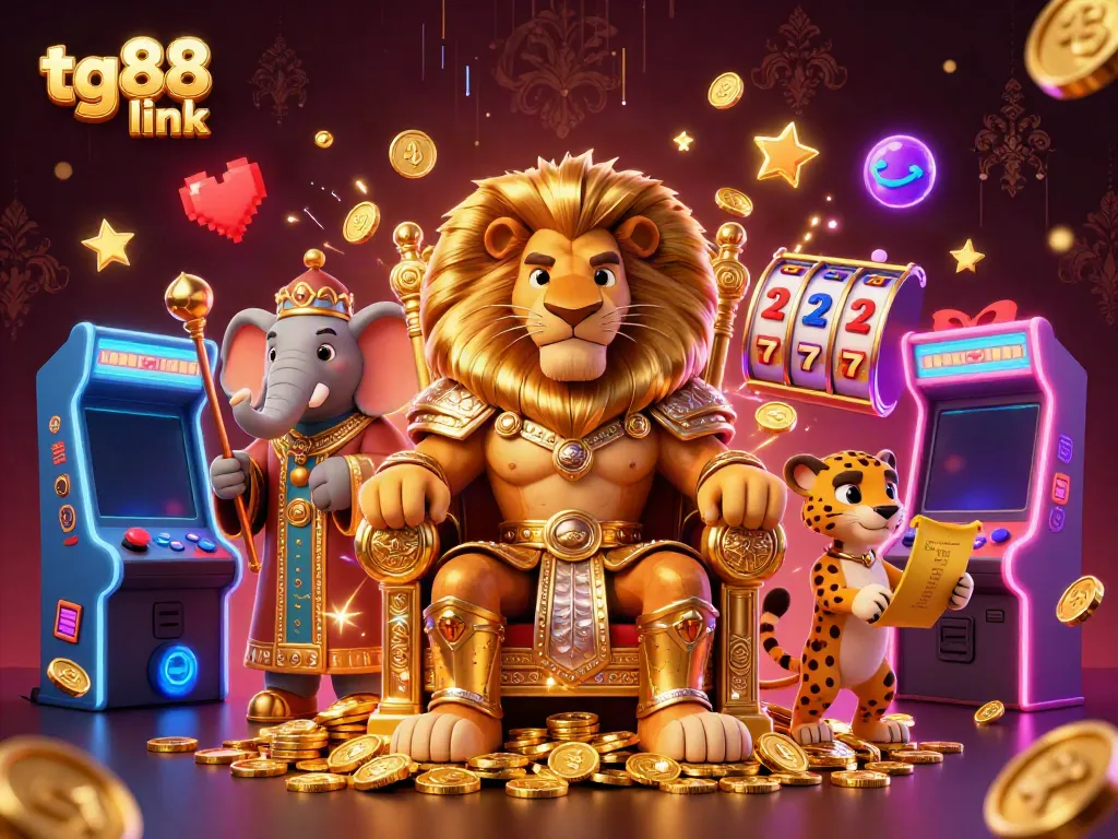 Join the thrill at tg88 link, with vibrant casino-themed characters and gaming elements all around.