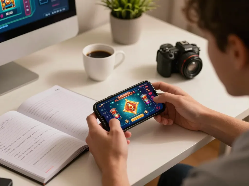 Engage with LINK MAX88 by playing on the mobile app in a cozy home office setting.