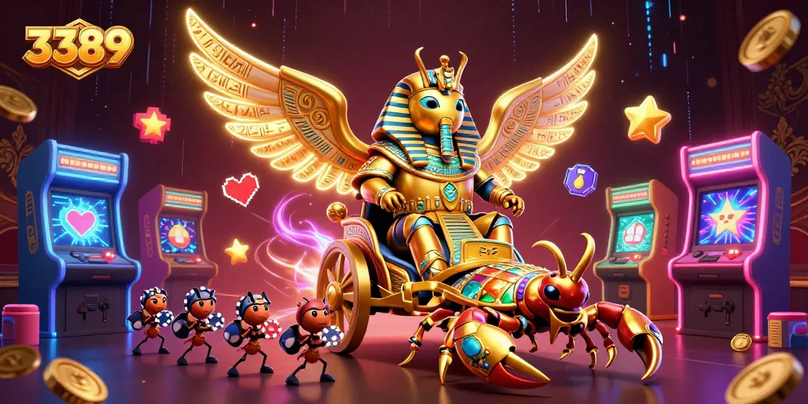 Engage with the thrilling 3389 casino experience featuring rich visuals of golden beetles and scorpions.
