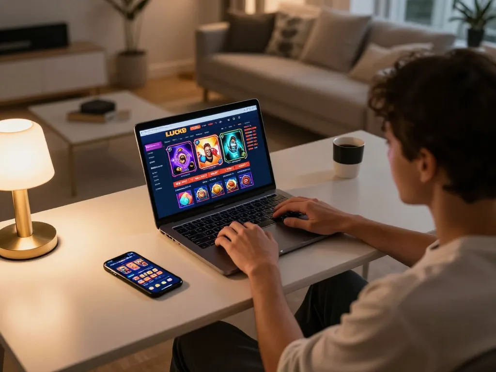 Người chơi LUCK8 xây dựng chiến lược chơi game trực tuyến với laptop và ứng dụng casino tại nhà thoải mái