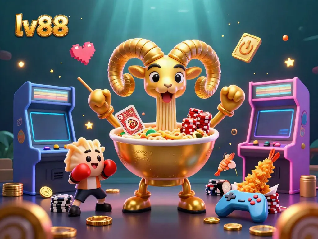 Experience thrilling action at lv88 with a vivid illustration showcasing casino-themed characters and vibrant gaming elements.