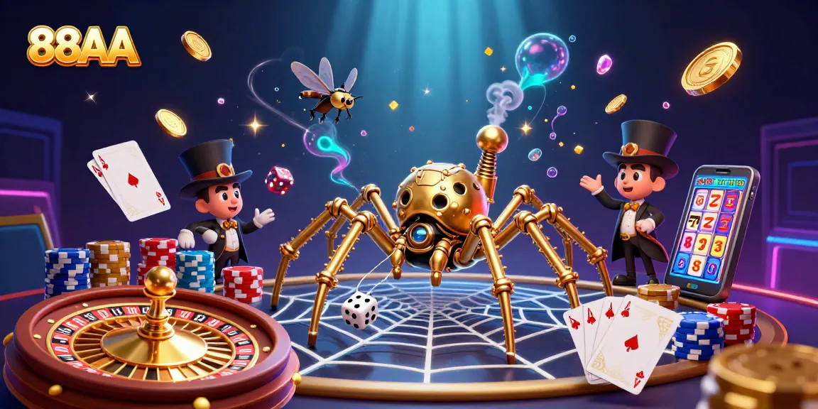 Experience the thrill of 88AA with dynamic gaming elements and a captivating 3D illustration.
