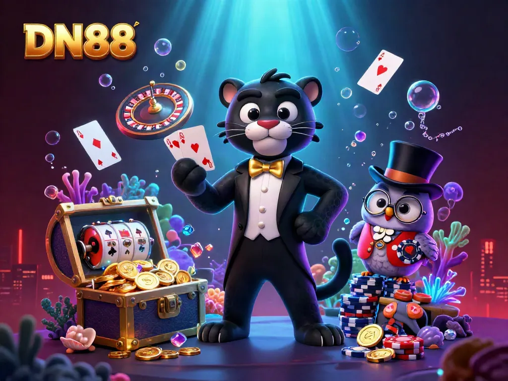 Engage in poker strategy and excitement with DN88, featuring a 3D panther dealer, owl, and lucky mouse.