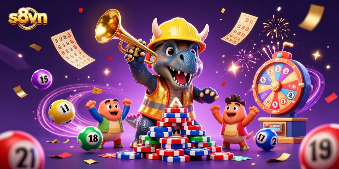 Experience excitement at s8vn, where a festive scene captures thrilling lottery and gaming elements.
