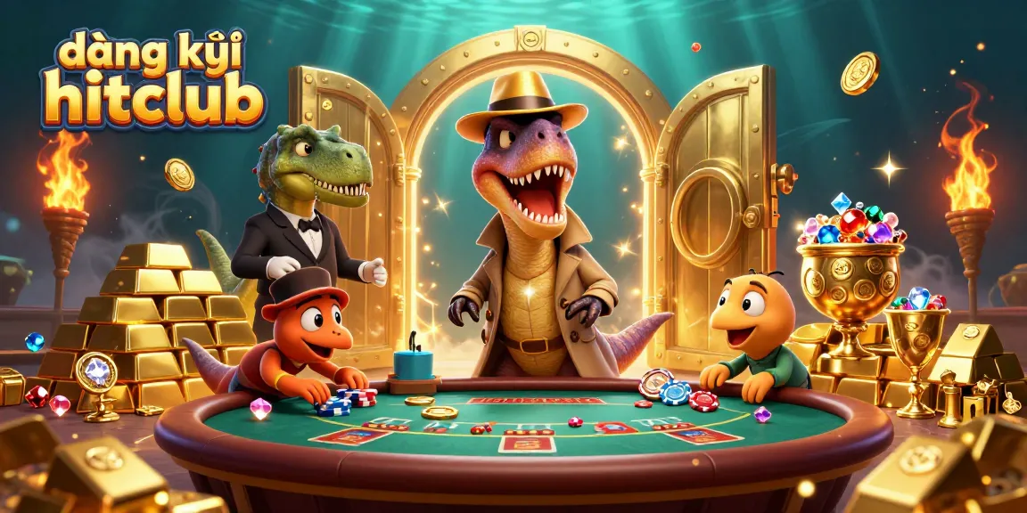 Experience đăng ký hitclub with a cunning velociraptor at a vibrant blackjack table in a thrilling casino setting.