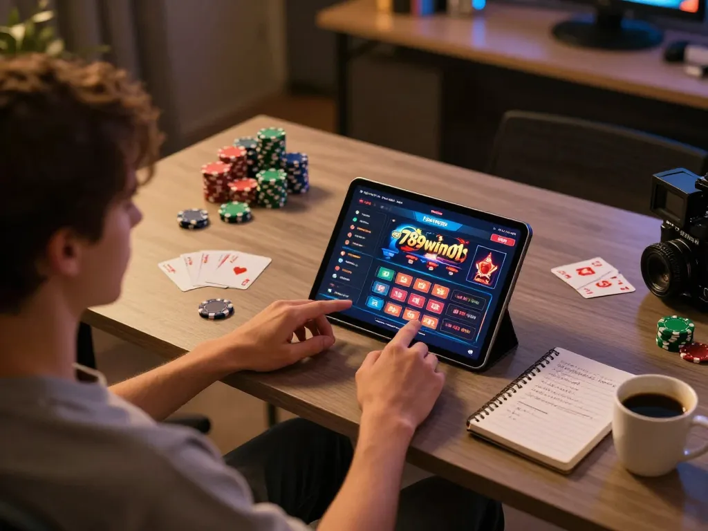 Engaging with the 789win01 online casino interface, highlighting strategic gaming setup.