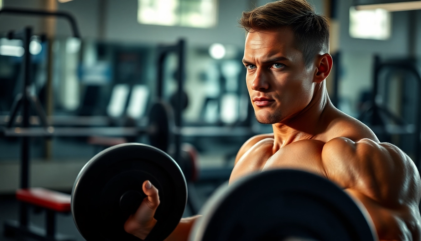 Elevated athlete demonstrating strength with Canadian anabolics in a bright gym environment.