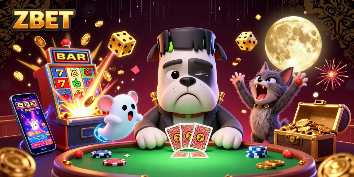 ZBET players experiencing thrilling card games and jackpots in a vibrant casino illustration.