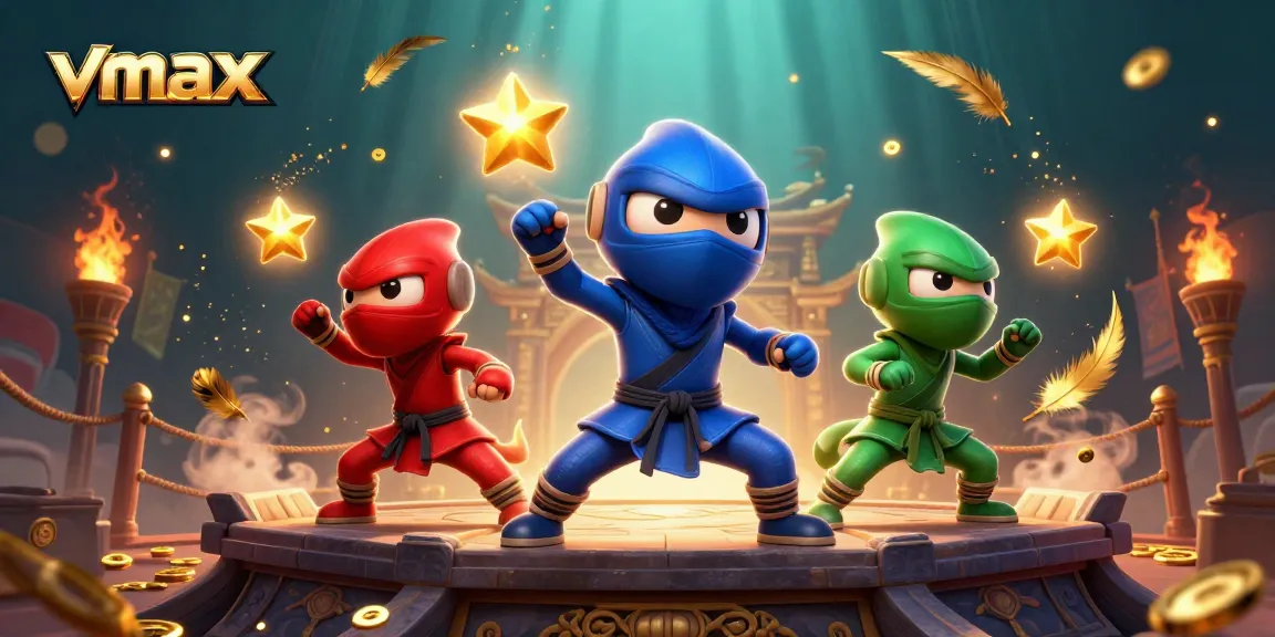 Experience thrilling gameplay at VMAX with a dynamic chameleon team in an action-packed casino scene.