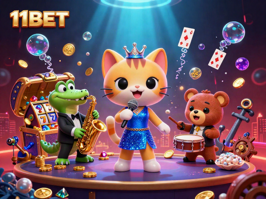 Experience vibrant casino fun with 11BET, featuring cartoon characters and engaging game elements!