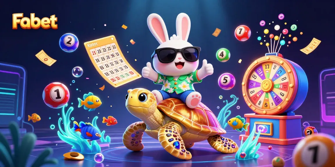 Fabet engages players with vibrant lottery scenes featuring lucky rabbit and sea turtle.