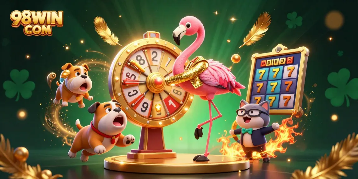 Spin the jackpot wheel with 98WIN COM to win exciting prizes in this immersive casino scene!