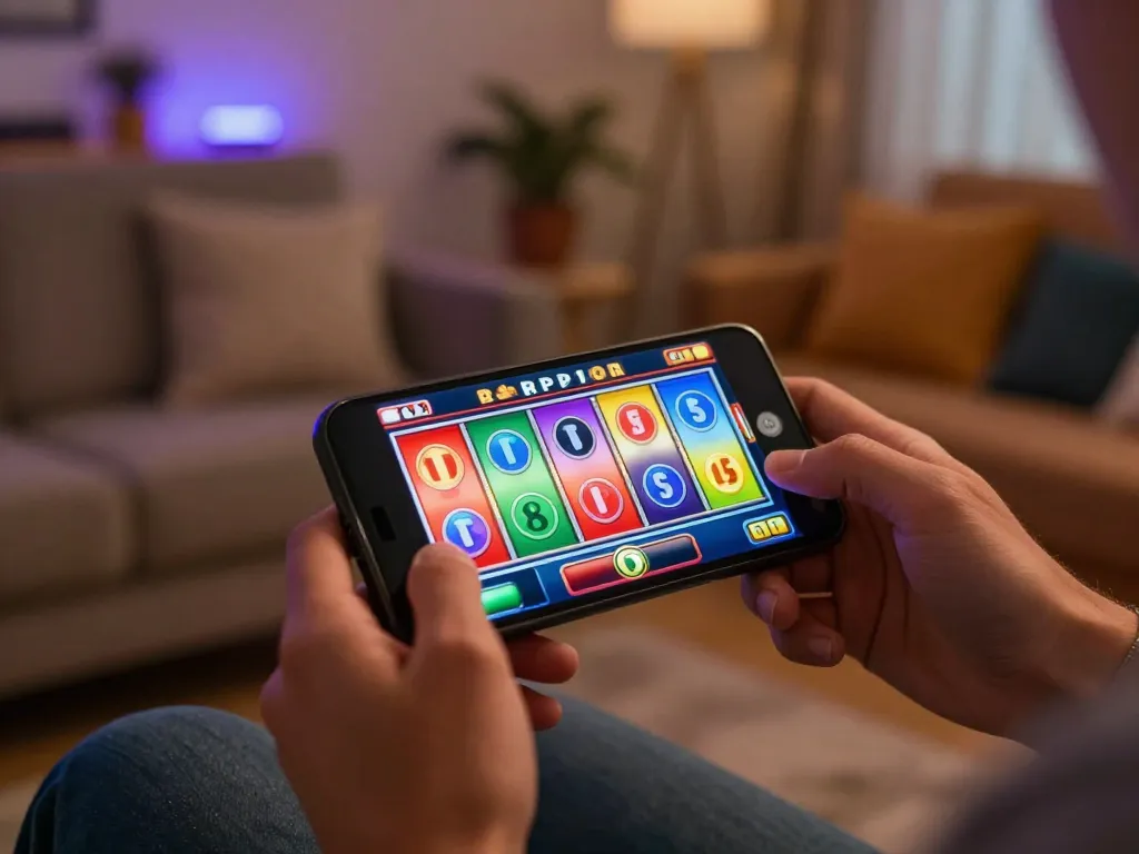 Player spins the reels on https://xx88gg.net/ showcasing an engaging online slots experience in a cozy living room