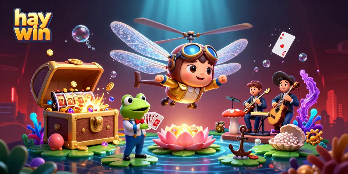 Experience the excitement at hay win casino with a vibrant underwater scene featuring card games and treasure.