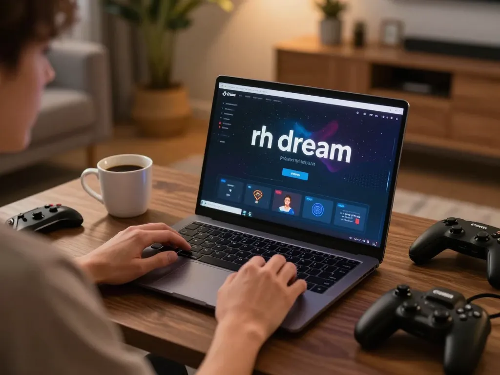 Player enjoying an engaging online phdream gaming session on laptop at home.