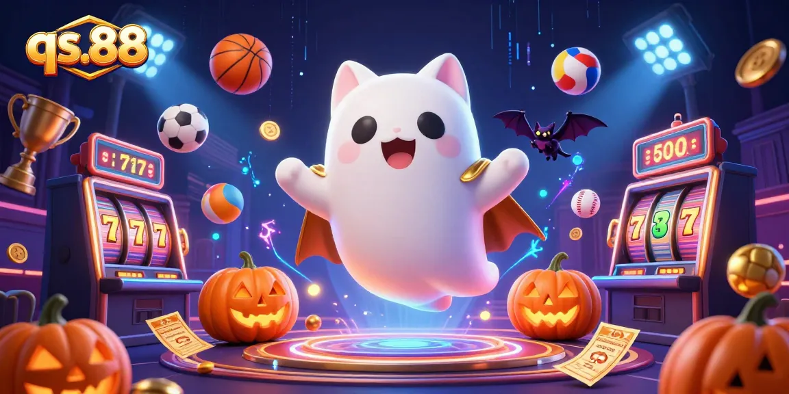 Experience thrilling gameplay with qs.88 as ghostly characters enchant a haunted casino scene with dynamic slot reels.