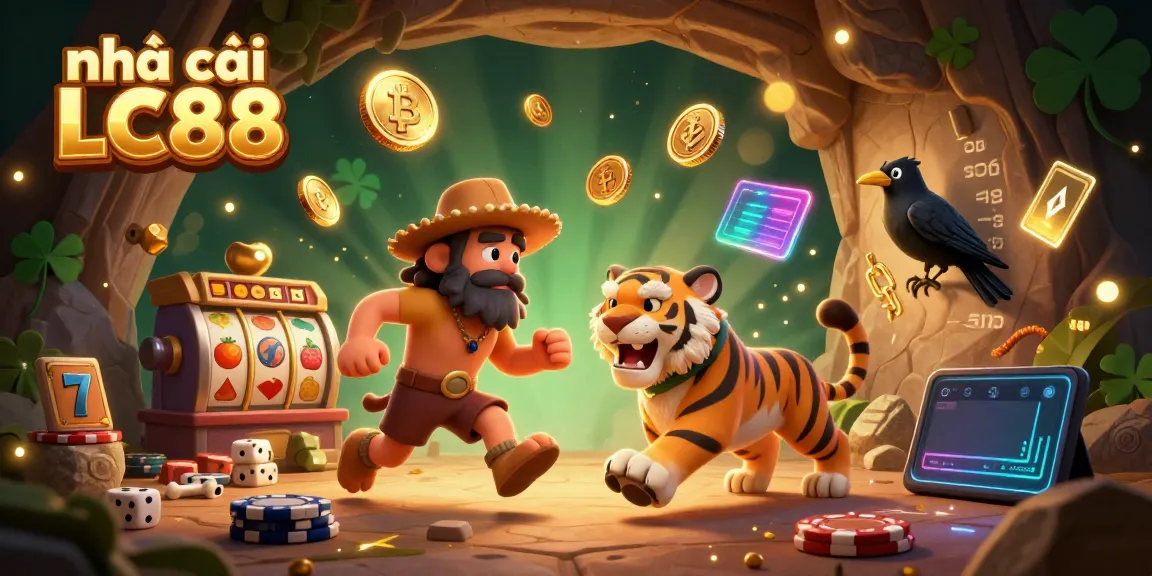 Experience thrilling gameplay at nhà cái LC88 with vibrant characters in a prehistoric casino setting.