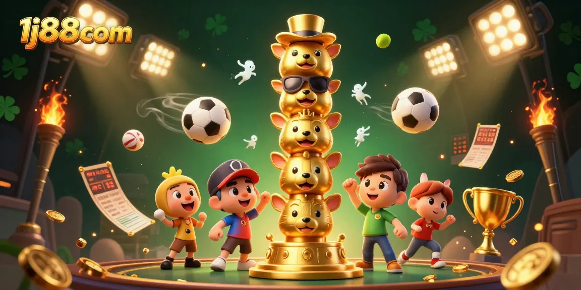 Experience thrilling action at 1j88com with vibrant casino games and dynamic betting elements surrounding a totem pole.
