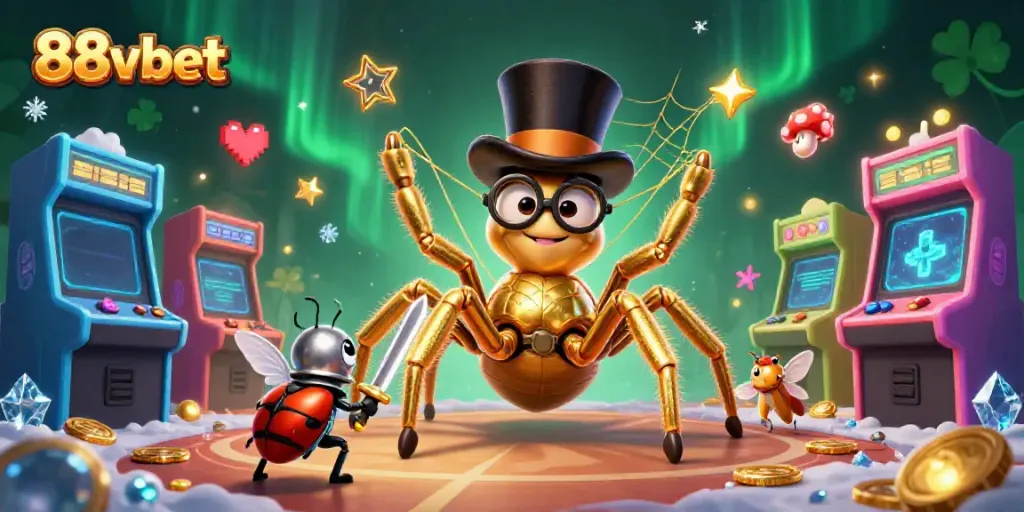 Experience 88vbet excitement with a vibrant 3D casino scene featuring whimsical characters.