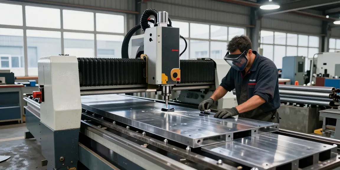 Expert in metal fabrication west vancouver operating CNC machine in modern workshop.